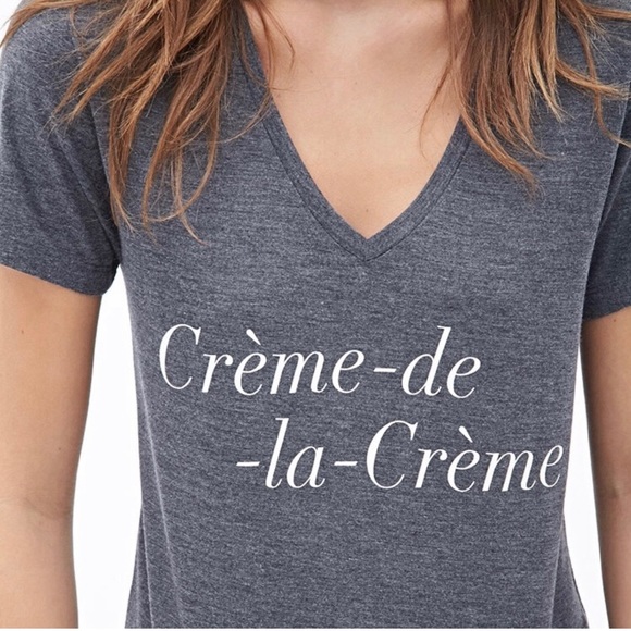 Forever21 F21 Creme de la Creme Tee Heather Gray V-Neck Short Sleeve T-Shirt S - Picture 2 of 7